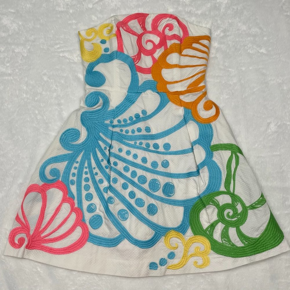 Lilly Pulitzer White Embroidered‎ Strapless Dress